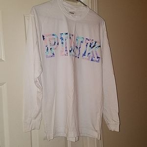 Pink white long sleeve shirt